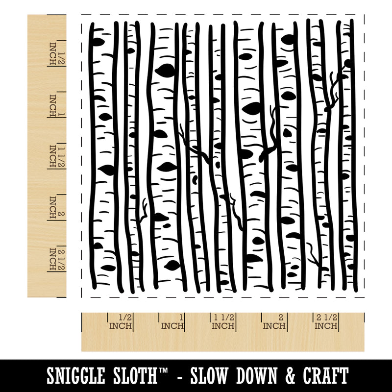 Birch Wood Trees Winter Square Rubber Stamp for Stamping Crafting