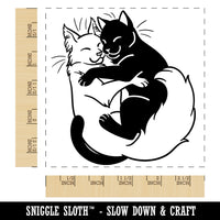 Black and White Cats Cuddling Love Anniversary Valentine's Day Square Rubber Stamp for Stamping Crafting