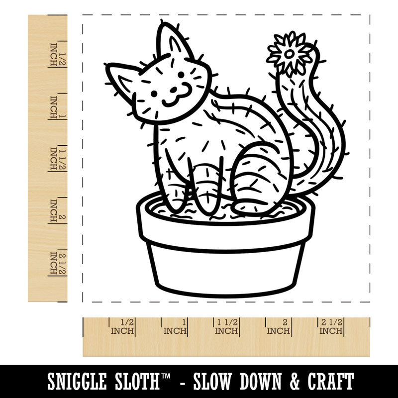 Catcus Cactus Cat Pun Square Rubber Stamp for Stamping Crafting