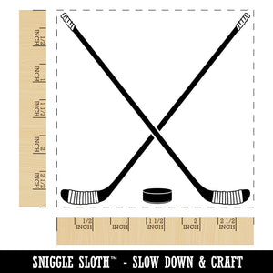 Crossed Hockey Sticks with Puck Square Rubber Stamp for Stamping Crafting