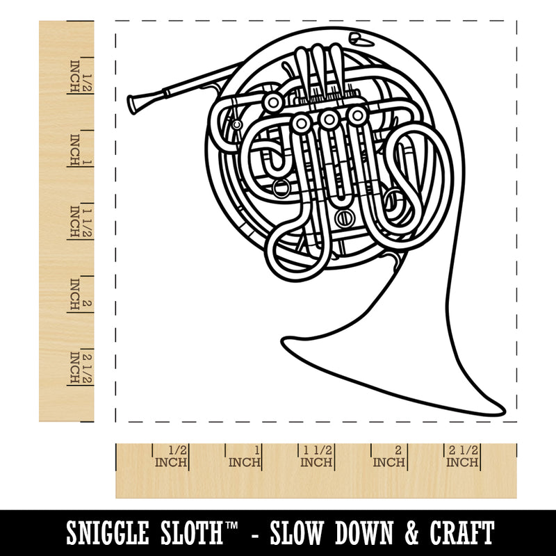 Double French Horn Brass Musical Instrument Square Rubber Stamp for Stamping Crafting