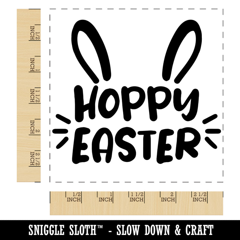 Hoppy Happy Easter Bunny Ears Square Rubber Stamp for Stamping Crafting
