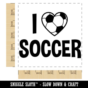I Love Soccer Heart Shaped Ball Sports Square Rubber Stamp for Stamping Crafting