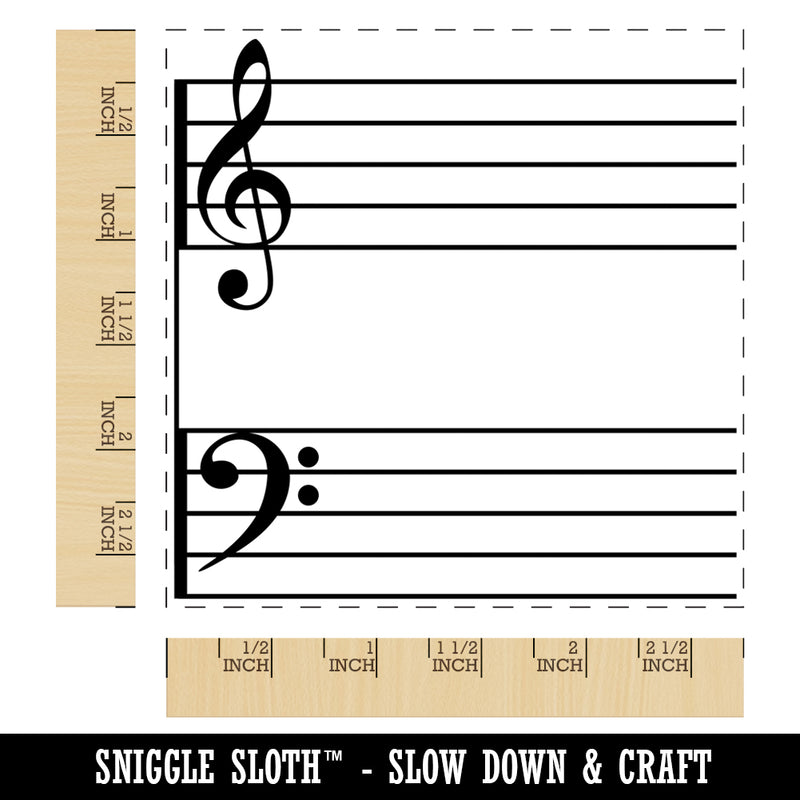 Music Staff Treble and Bass Clef Square Rubber Stamp for Stamping Crafting