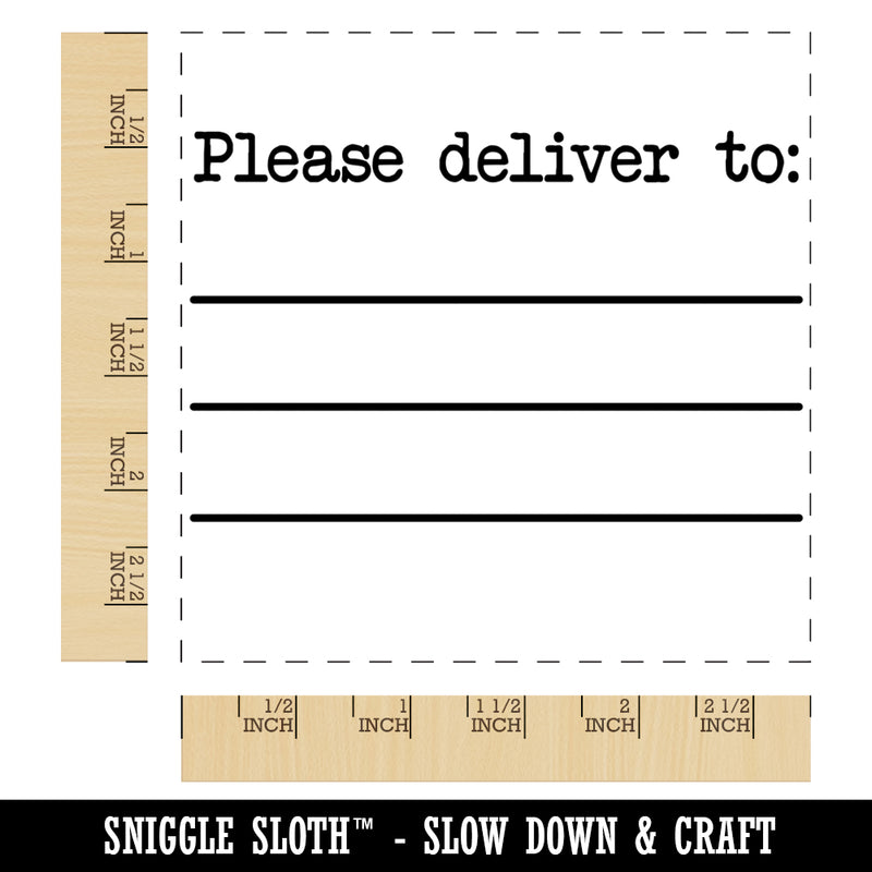 Please Deliver To with Blank Lines Square Rubber Stamp for Stamping Crafting