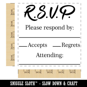 RSVP Please Respond By Blank Fill-In Wedding Invitation Square Rubber Stamp for Stamping Crafting