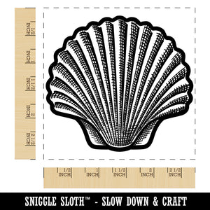 Scallop Seashell Hashmark Shaded Beach Shell Square Rubber Stamp for Stamping Crafting