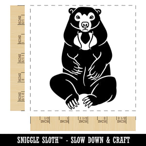 Sitting Malayan Sun Bear Square Rubber Stamp for Stamping Crafting