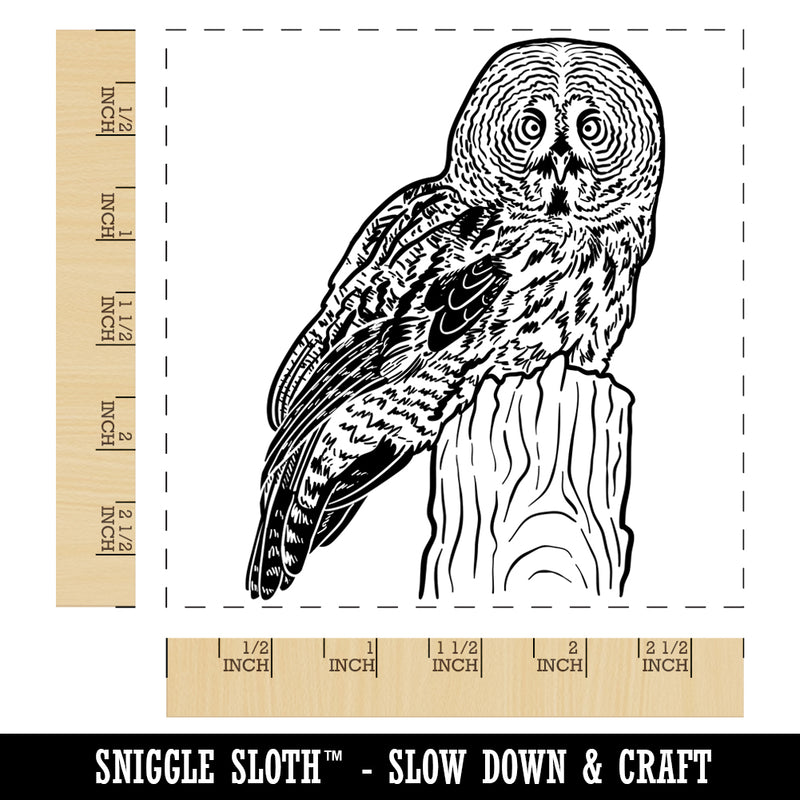 Wise Great Gray Owl Square Rubber Stamp for Stamping Crafting