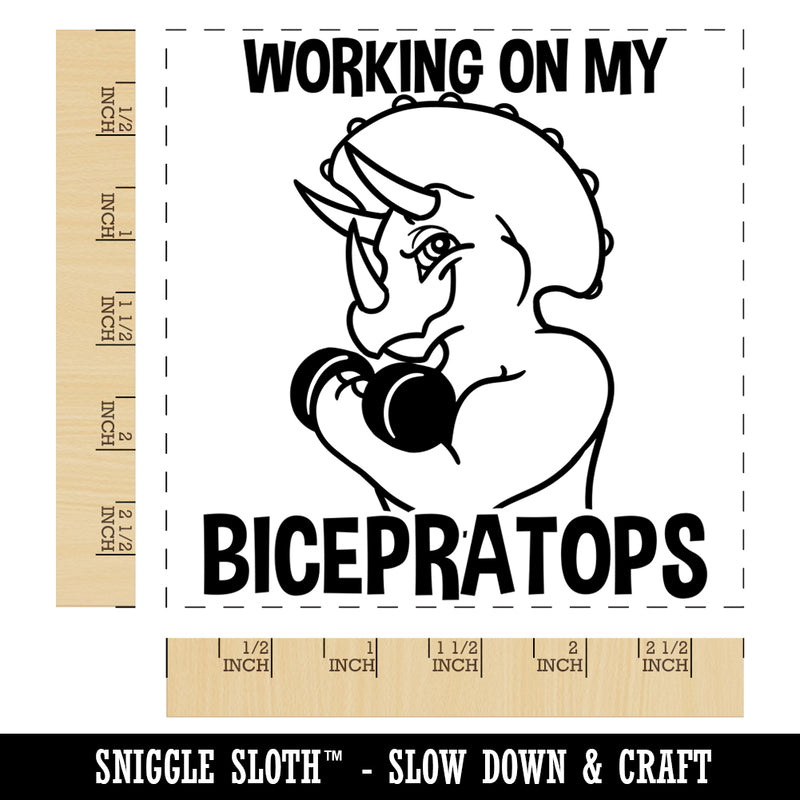 Working on My Bicepratops Triceratops Dinosaur Weightlifting Square Rubber Stamp for Stamping Crafting