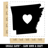 Arkansas State with Heart Square Rubber Stamp for Stamping Crafting