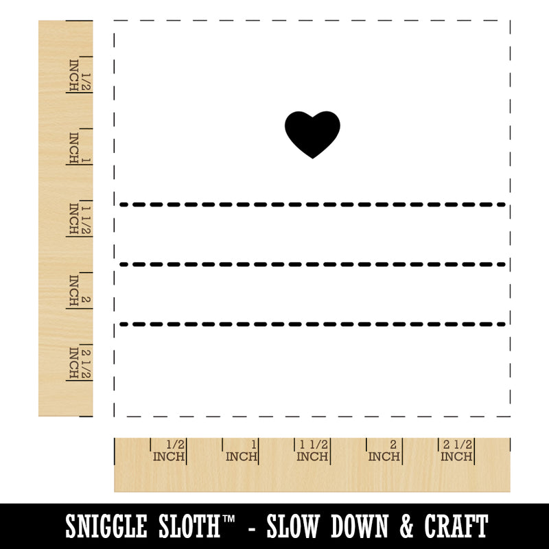 Address Dashed Lines Fill-In with Heart Square Rubber Stamp for Stamping Crafting