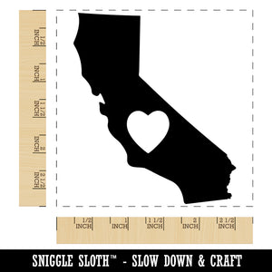California State with Heart Square Rubber Stamp for Stamping Crafting