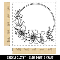 Decorative Cosmos Flower Wreath Square Rubber Stamp for Stamping Crafting