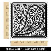 Floral and Swirly Paisley Square Square Rubber Stamp for Stamping Crafting