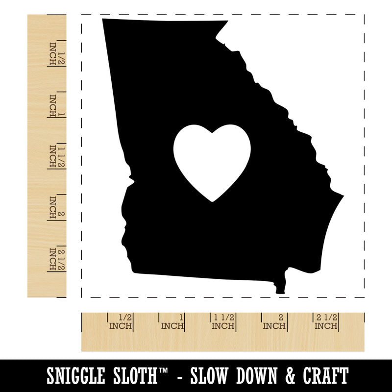 Georgia State with Heart Square Rubber Stamp for Stamping Crafting