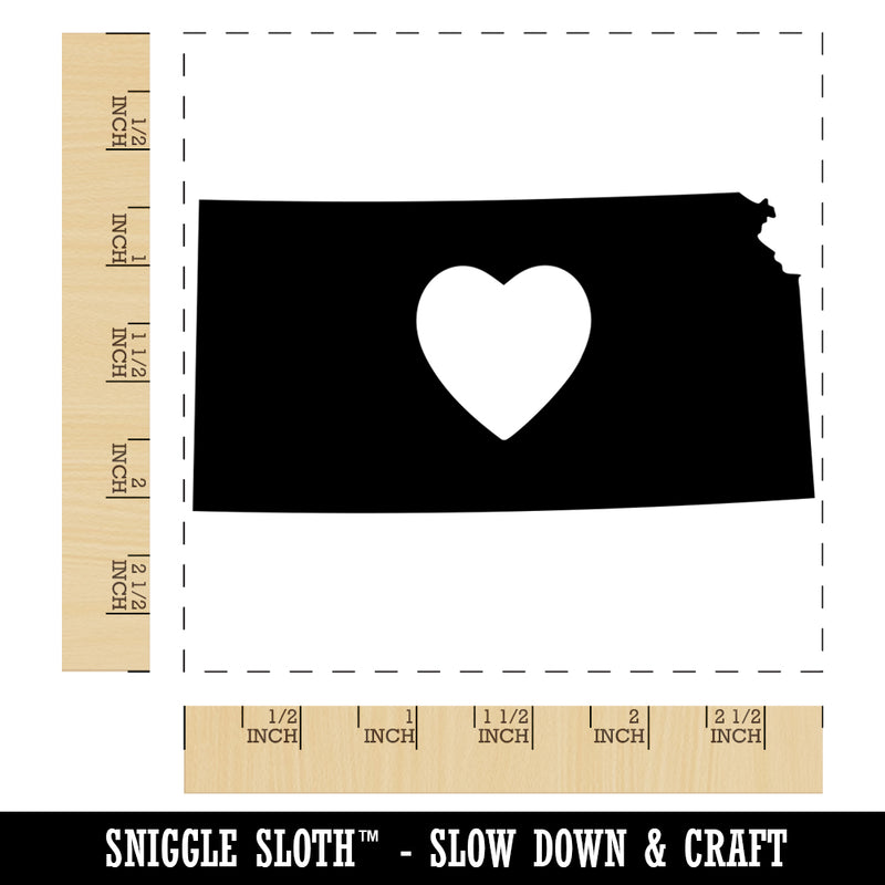 Kansas State with Heart Square Rubber Stamp for Stamping Crafting