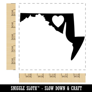 Maryland State with Heart Square Rubber Stamp for Stamping Crafting