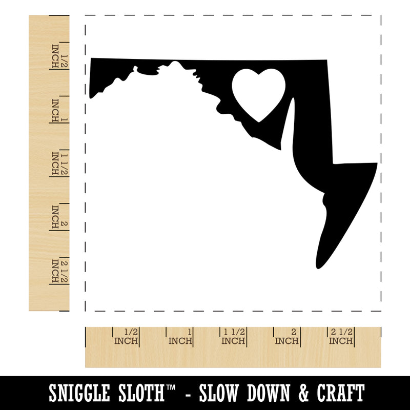 Maryland State with Heart Square Rubber Stamp for Stamping Crafting