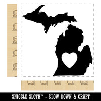 Michigan State with Heart Square Rubber Stamp for Stamping Crafting