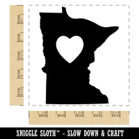 Minnesota State with Heart Square Rubber Stamp for Stamping Crafting