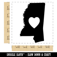 Mississippi State with Heart Square Rubber Stamp for Stamping Crafting