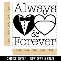 Mr and Mrs Always and Forever Wedding Tuxedo Gown Hearts Square Rubber Stamp for Stamping Crafting