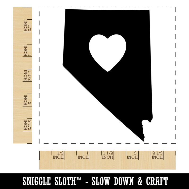 Nevada State with Heart Square Rubber Stamp for Stamping Crafting