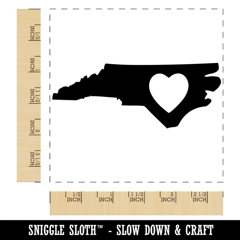 North Carolina State with Heart Square Rubber Stamp for Stamping Crafting