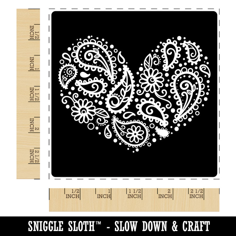 Paisley Heart On Square Square Rubber Stamp for Stamping Crafting