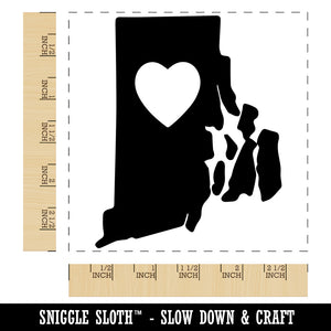 Rhode Island State with Heart Square Rubber Stamp for Stamping Crafting