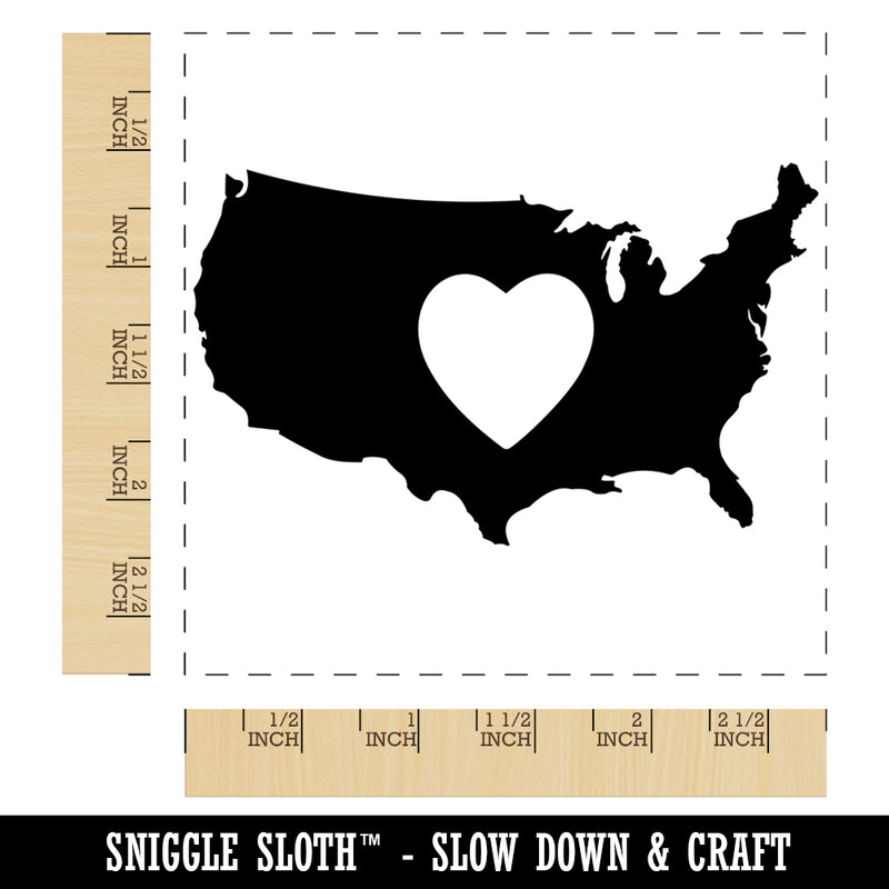 USA United States of America Country with Heart Square Rubber Stamp for Stamping Crafting