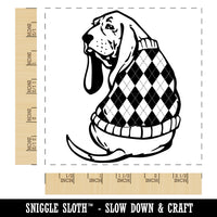 Basset Hound Dog in Argyle Sweater Square Rubber Stamp for Stamping Crafting
