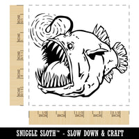 Creepy Scary Angler Fish Square Rubber Stamp for Stamping Crafting