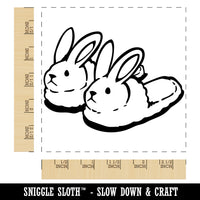 Cute and Fluffy Bunny Slippers Square Rubber Stamp for Stamping Crafting