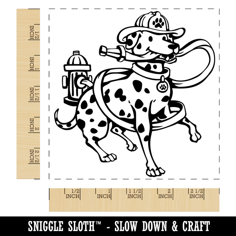 Dalmatian Fire Fighter Dog Square Rubber Stamp for Stamping Crafting