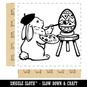 Easter Bunny Artist Painting Eggs Square Rubber Stamp for Stamping Crafting