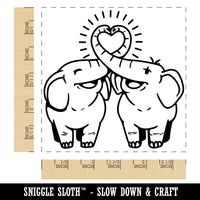 Elephant Couple Heart Trunks Love Anniversary Valentine's Day Square Rubber Stamp for Stamping Crafting