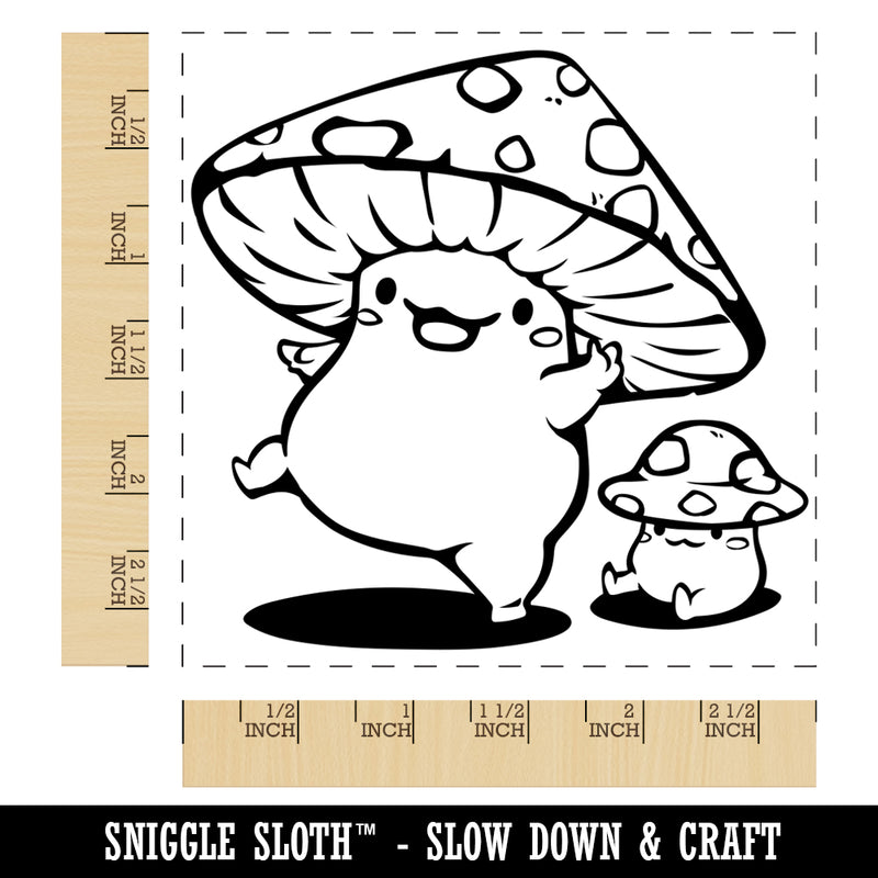 Happy Kawaii Mushroom Friends Square Rubber Stamp for Stamping Crafting