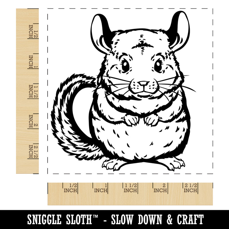 Huggable and Fluffy Chinchilla Square Rubber Stamp for Stamping Crafting