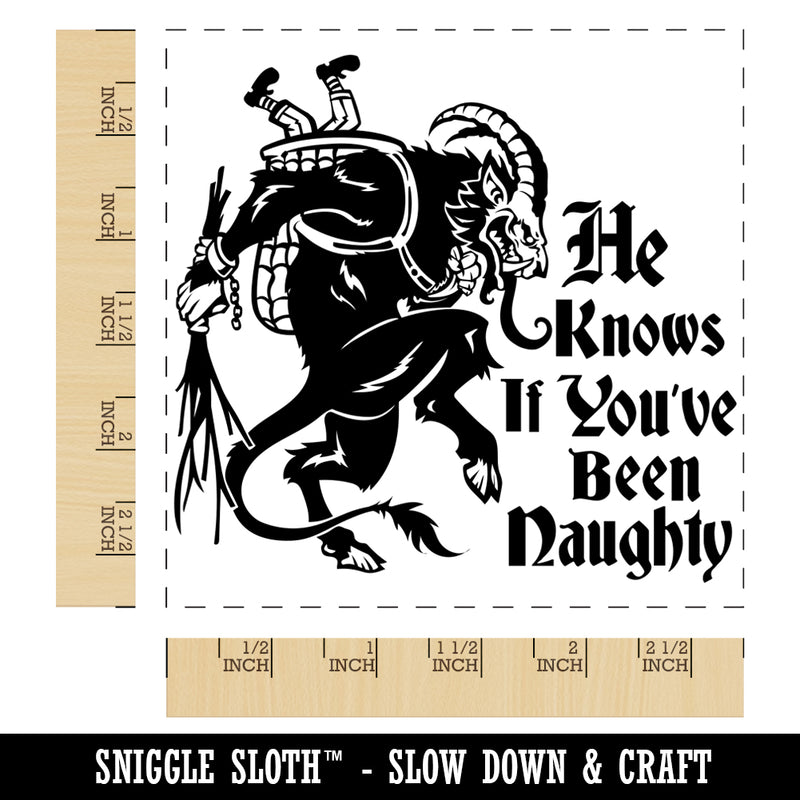 Krampus Knows If You've Been Naughty Christmas Square Rubber Stamp for Stamping Crafting