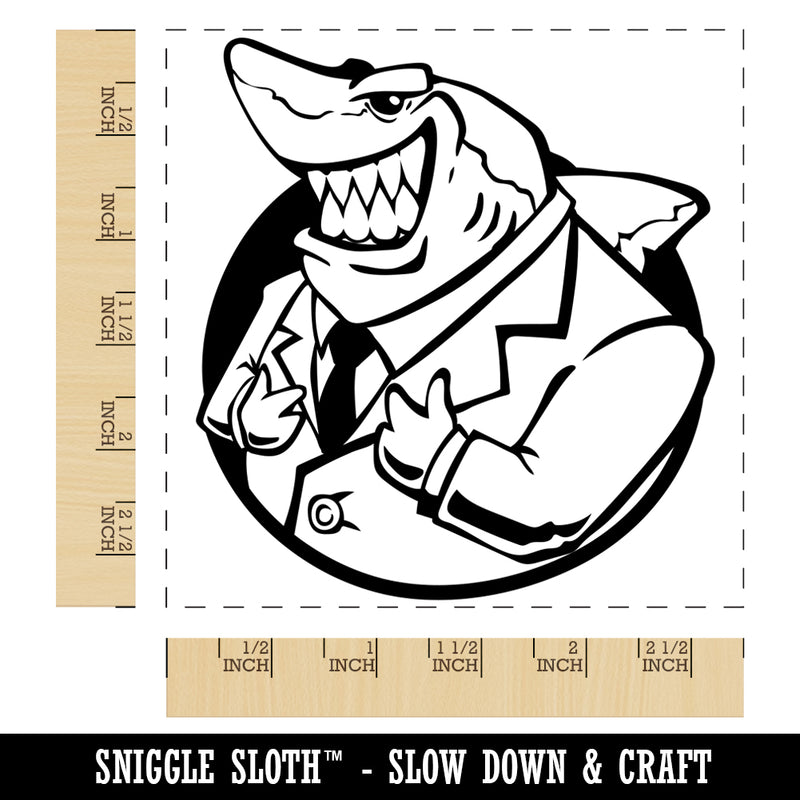 Lawyer Loan Shark in a Business Suit Square Rubber Stamp for Stamping Crafting