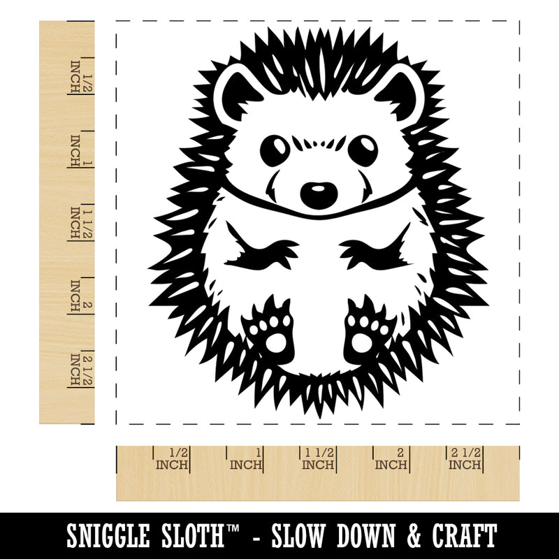 Lovable Hedgehog Curled in a Ball Square Rubber Stamp for Stamping Crafting