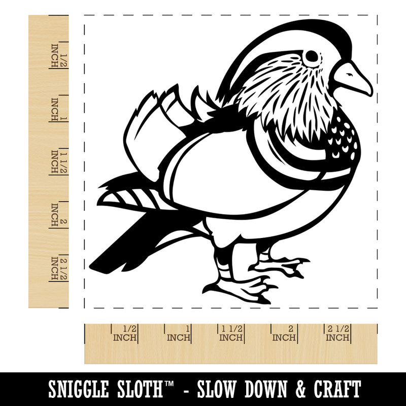 Majestic Mandarin Duck Square Rubber Stamp for Stamping Crafting