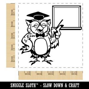 Owl Teacher with Blank Whiteboard Chalkboard Square Rubber Stamp for Stamping Crafting