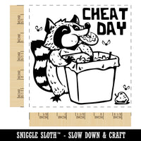 Raccoon Eating Trash Junk Food Cheat Day Diet Square Rubber Stamp for Stamping Crafting