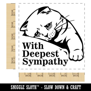 Sad Cat With Deepest Sympathy Square Rubber Stamp for Stamping Crafting