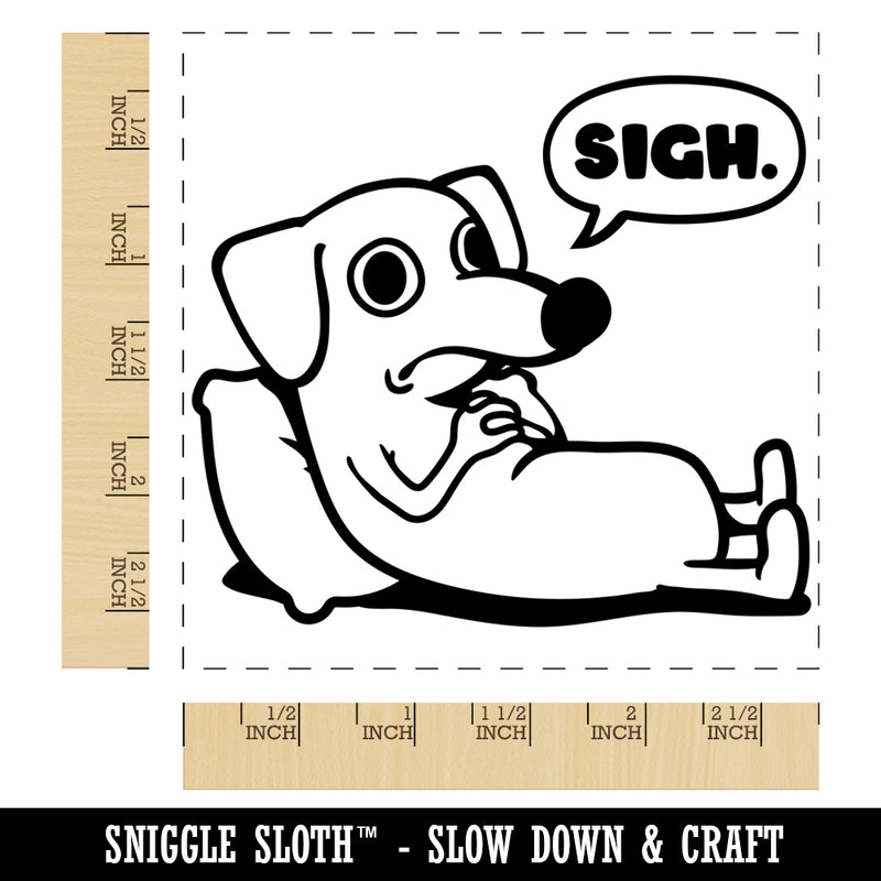 Sad Dachshund Weiner Dog Sigh Square Rubber Stamp for Stamping Crafting