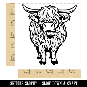 Shaggy Highland Cow Eating Grass Square Rubber Stamp for Stamping Crafting