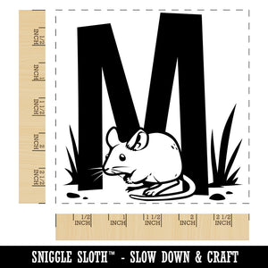 Animal Alphabet Letter M for Mouse Square Rubber Stamp for Stamping Crafting